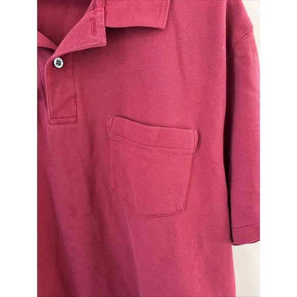 L.L. Bean Men’s Large Maroon Polo Shirt Short Sleeve Wrinkle Resistant Regular - Picture 3 of 8